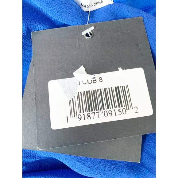 MAC DUGGAL Dress Size 8 Evening Gown Blue NEW Asymmetrical Draped One Shoulder - Picture 4 of 6